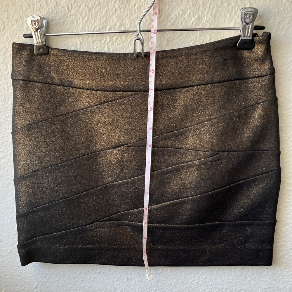 Express Bandage Mini Skirt Metallic Gold Size 00 - Picture 6 of 11